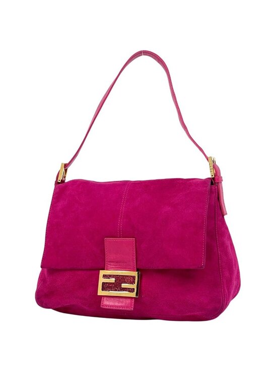 Fendi Handbags - Fendi Zucca Pattern Shoulder Bag Mamma Baguette Suede Pink